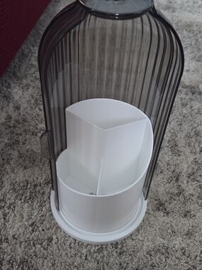 White Rotating Bathroom Organizer with Smoky Cover